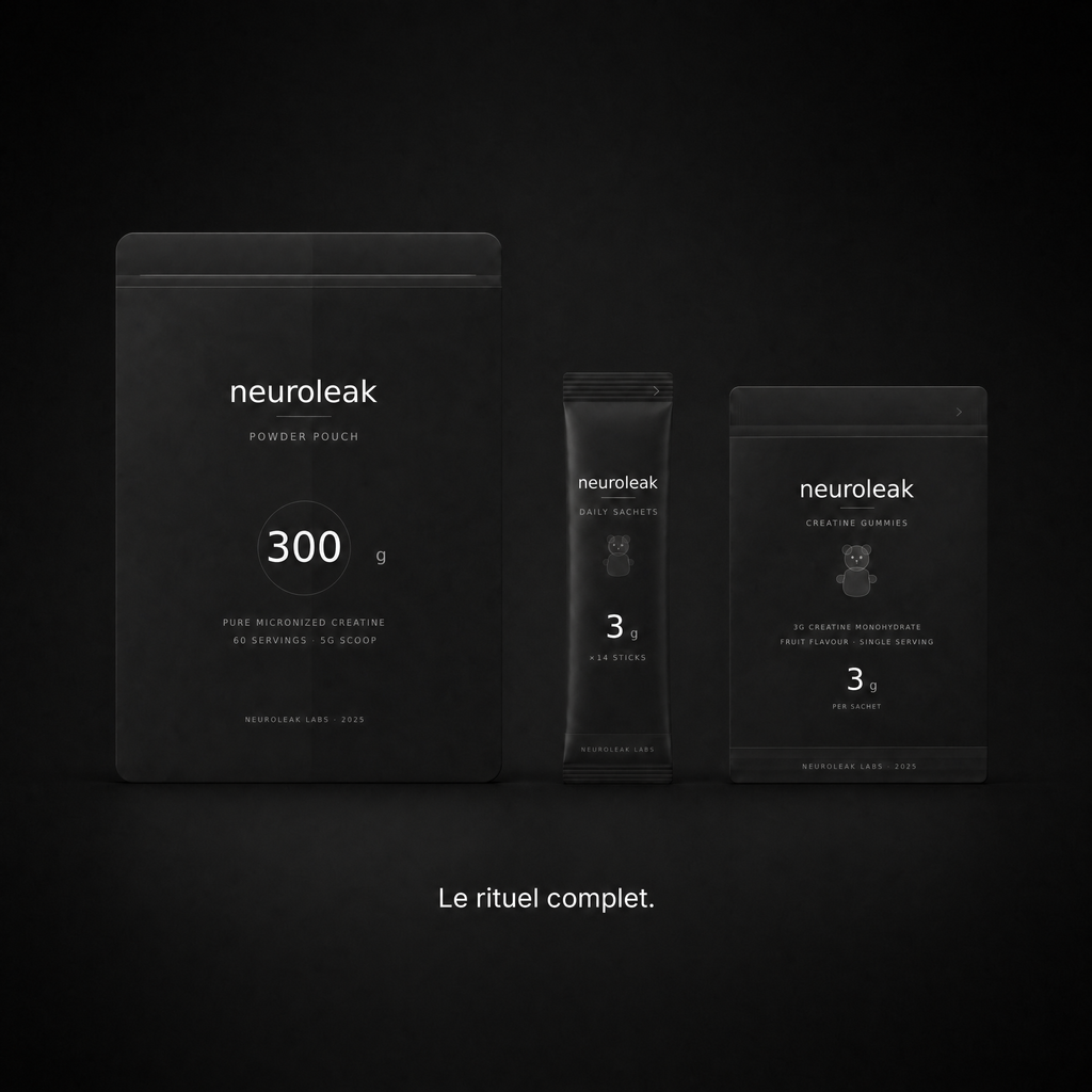 Complete Ritual — Powder Pouch, Sticks et Gummies Neuroleak sur fond noir